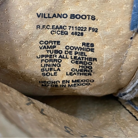 Villano Boots - Baby Blue 100% Leather Cowboy Boots - Men’s 8/ Women’s 9.5 - Picture 6 of 7